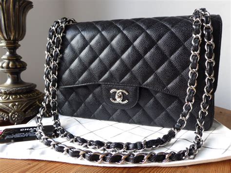 chanel black caviar jumbo double flap silver hardware|Chanel Jumbo Classic Double Flap Bag Black Caviar Silver Hardware.